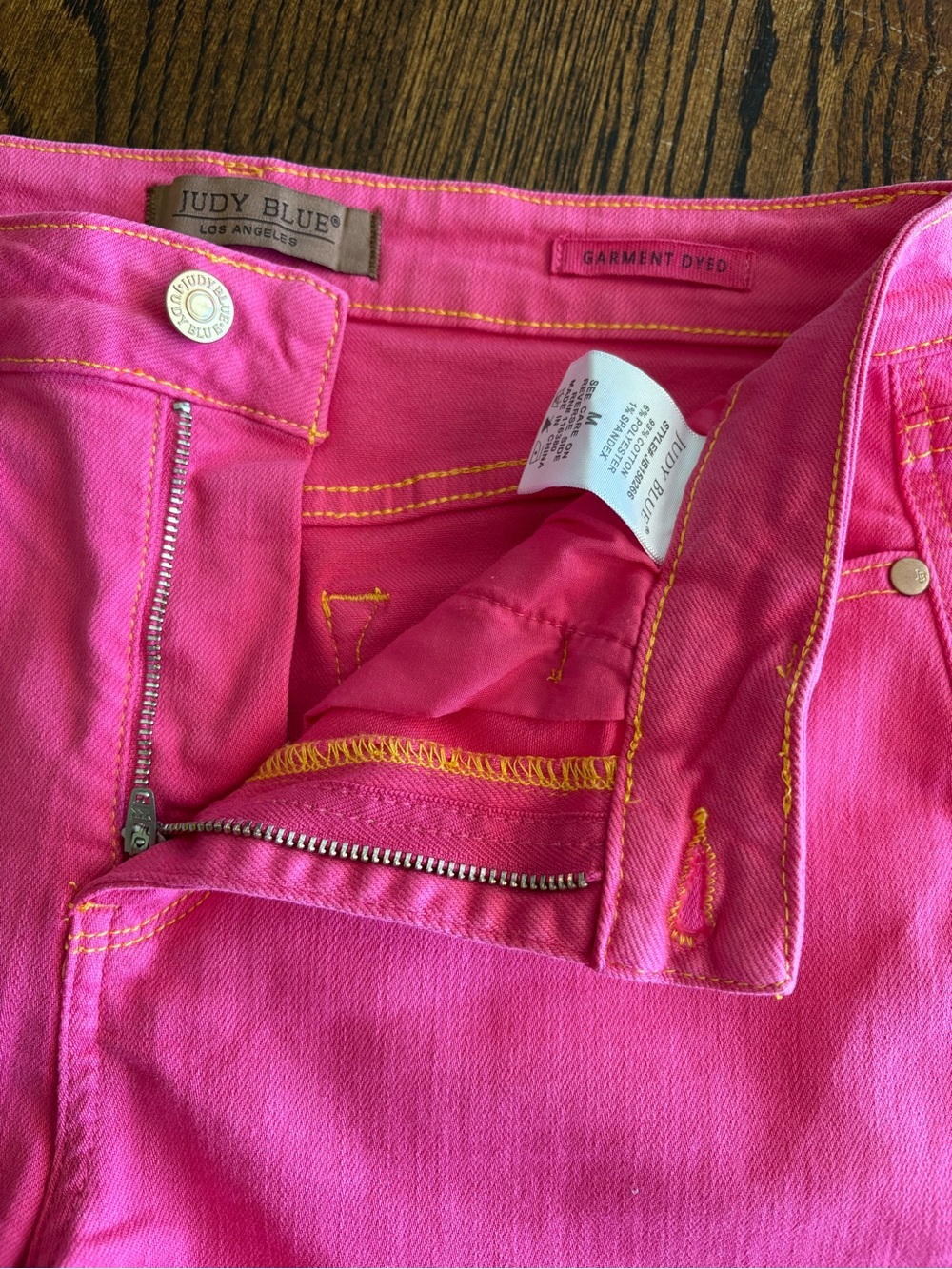 Judy Blue Hot Pink High Waist Shorts Medium Denim Garment Dyed Magenta Summer - Picture 8 of 14